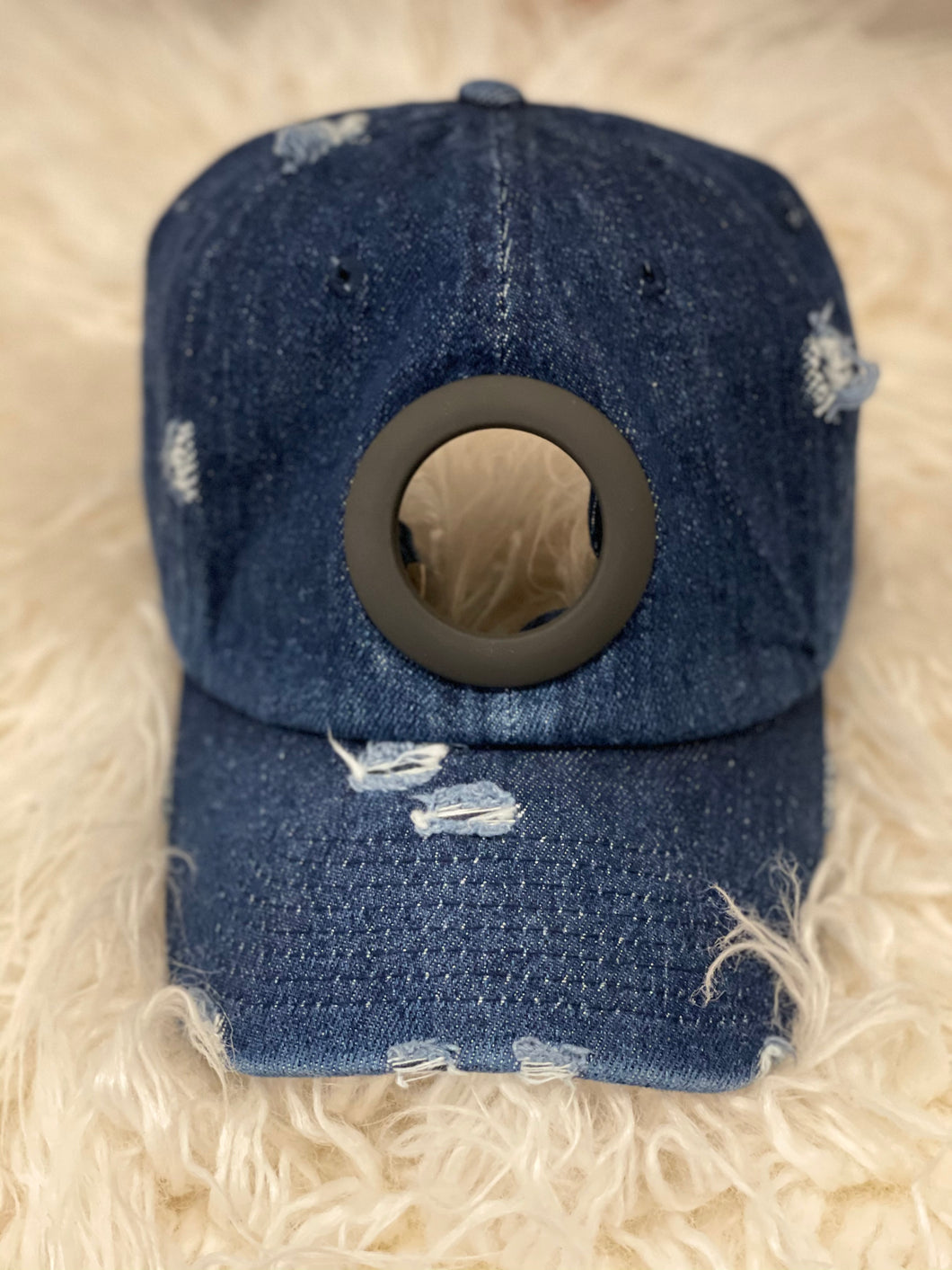 Distressed Hat, Dark Denim